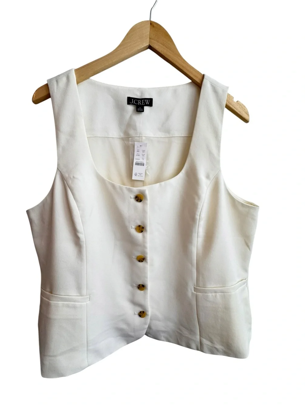 J crew Scoopneck Vest In Drapey Crepe Size 16 In Ivory NWT